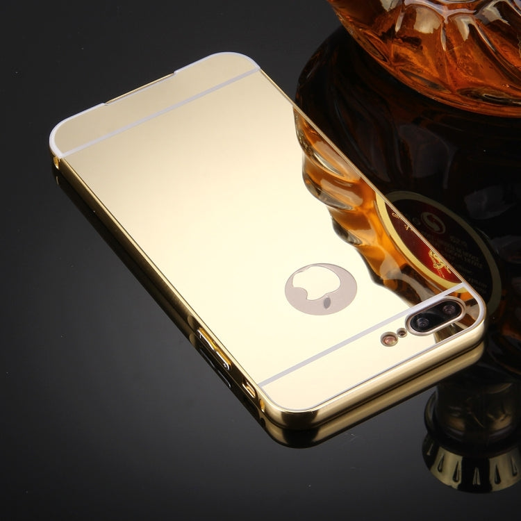 For iPhone 8 Plus & 7 Plus   Separable Electroplating Mirror Push Pull PC Protective Case Back Shell Cover + Metal Bumper Frame
