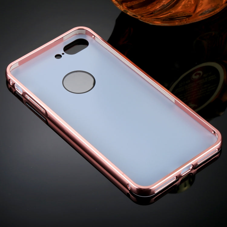 For iPhone 8 Plus & 7 Plus   Separable Electroplating Mirror Push Pull PC Protective Case Back Shell Cover + Metal Bumper Frame