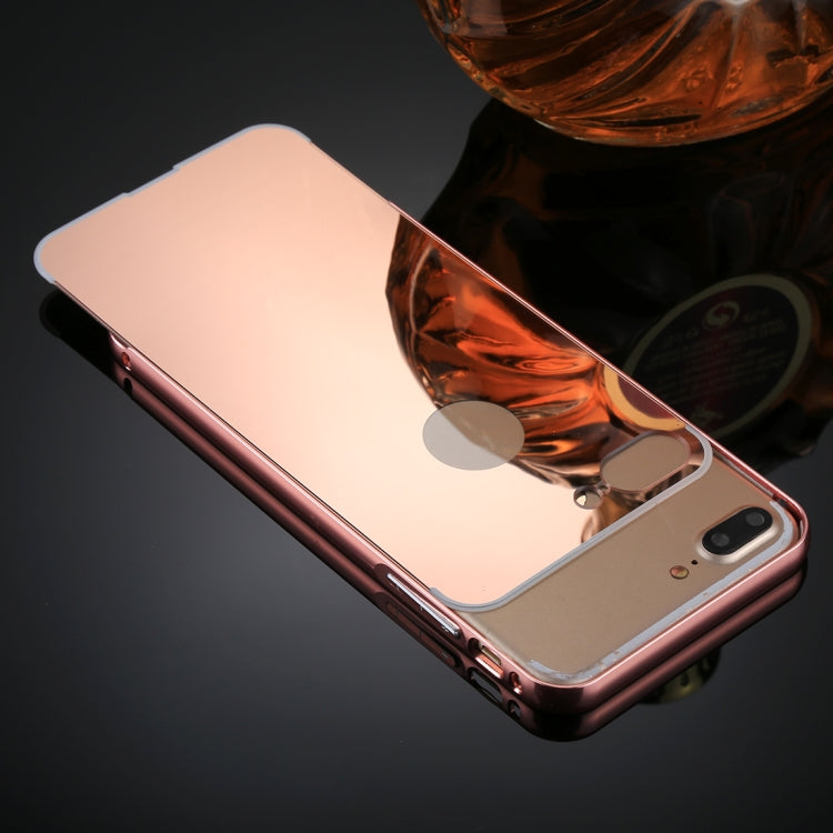 For iPhone 8 Plus & 7 Plus   Separable Electroplating Mirror Push Pull PC Protective Case Back Shell Cover + Metal Bumper Frame