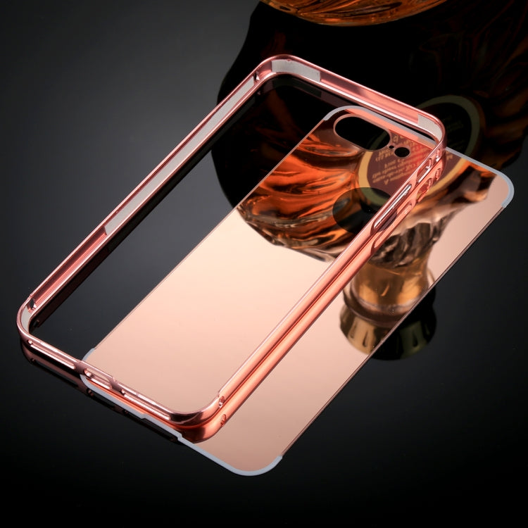 For iPhone 8 Plus & 7 Plus   Separable Electroplating Mirror Push Pull PC Protective Case Back Shell Cover + Metal Bumper Frame