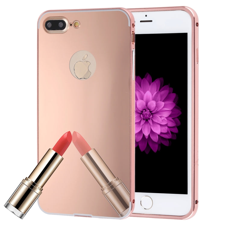 For iPhone 8 Plus & 7 Plus   Separable Electroplating Mirror Push Pull PC Protective Case Back Shell Cover + Metal Bumper Frame