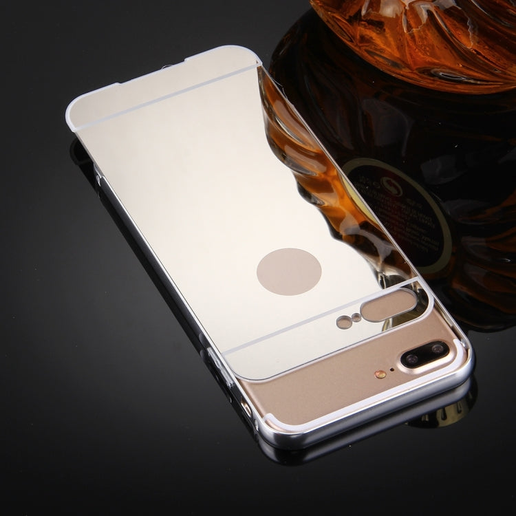 For iPhone 8 Plus & 7 Plus   Separable Electroplating Mirror Push Pull PC Protective Case Back Shell Cover + Metal Bumper Frame