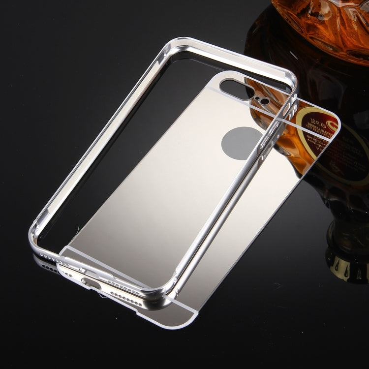 For iPhone 8 Plus & 7 Plus   Separable Electroplating Mirror Push Pull PC Protective Case Back Shell Cover + Metal Bumper Frame