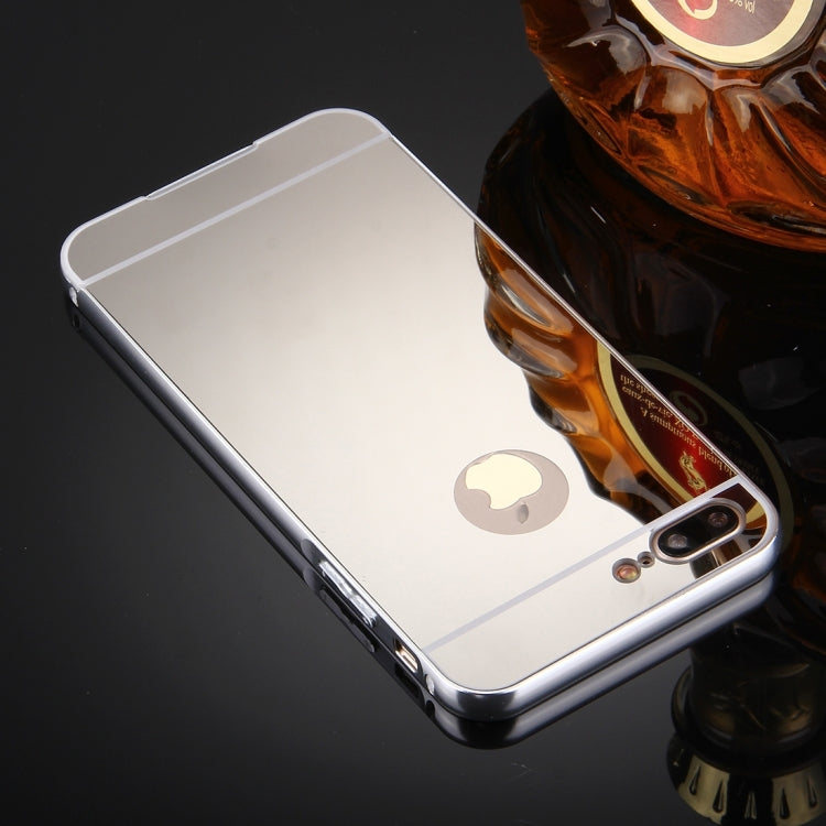 For iPhone 8 Plus & 7 Plus   Separable Electroplating Mirror Push Pull PC Protective Case Back Shell Cover + Metal Bumper Frame