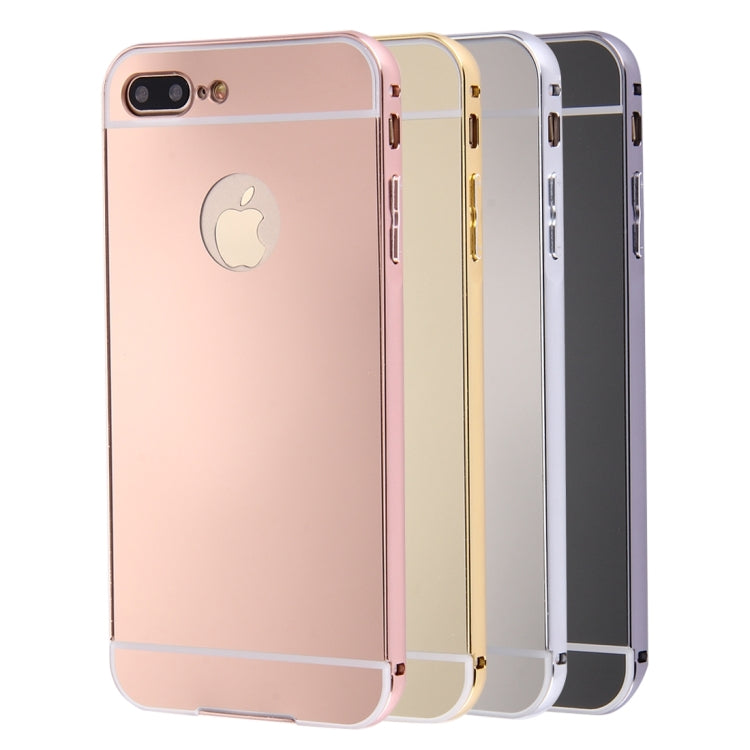 For iPhone 8 Plus & 7 Plus   Separable Electroplating Mirror Push Pull PC Protective Case Back Shell Cover + Metal Bumper Frame