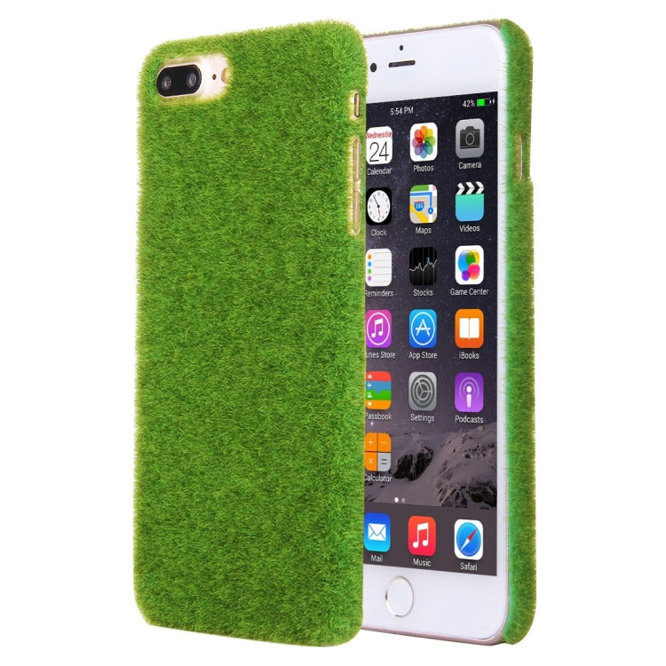 For iPhone 8 Plus & 7 Plus   Simulation 3D Green Grass Lawn Hard Cover Phone Protective Back Case(Green)