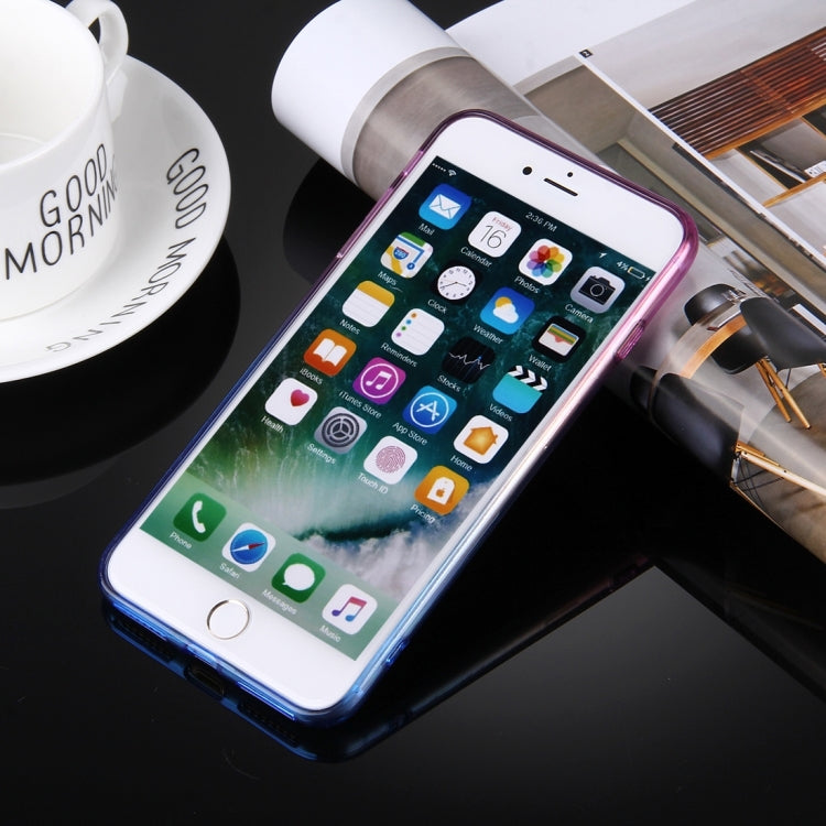 For iPhone 8 Plus & 7 Plus   Stylish Clear Crystal Gradient Color Acrylic + TPU Protective Case Back Cover