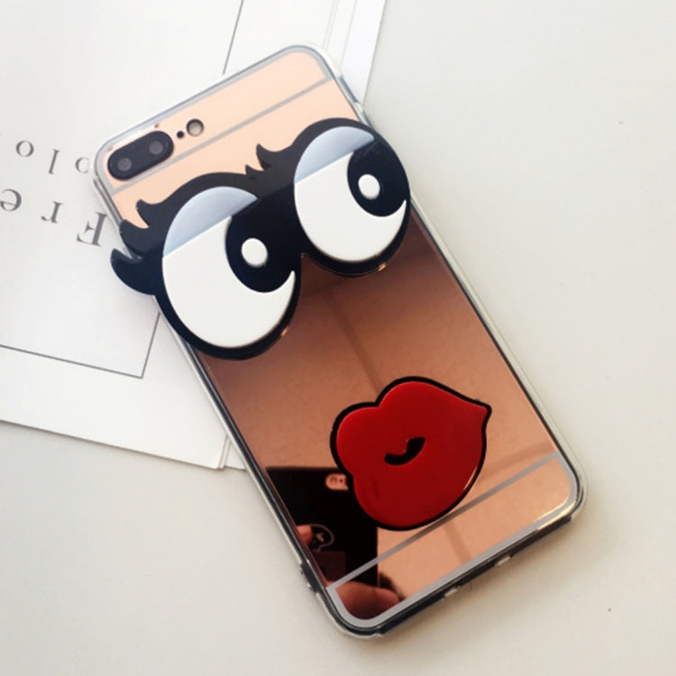 For iPhone 7 Plus Electroplating Mirror 3D Big Eyes Protective Back Cover Case(Black)