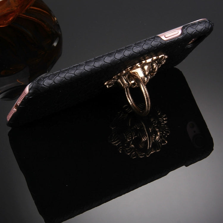 For iPhone 8 Plus & 7 Plus   Snakeskin Texture Paste Skin PC Protective Case with Lion Head Holder