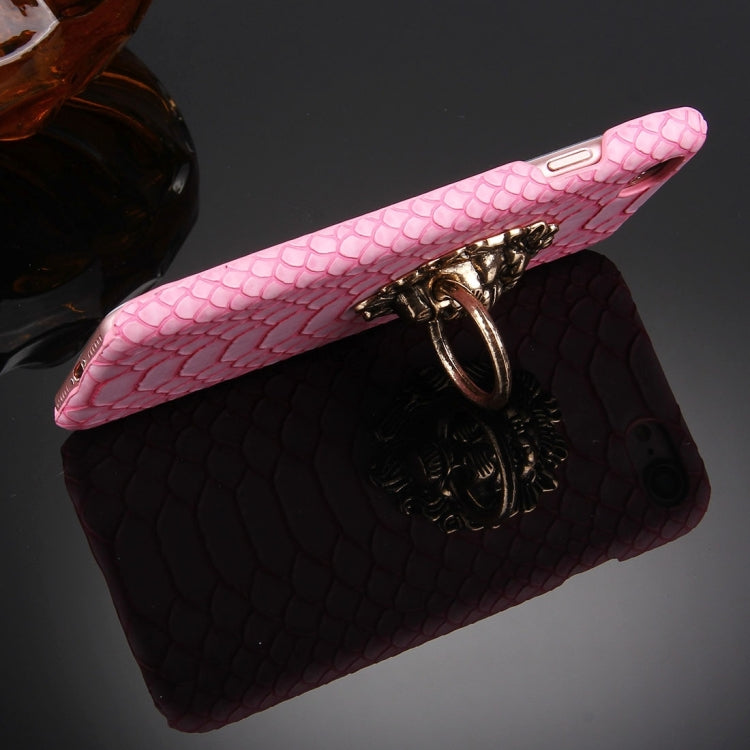 For iPhone 8 Plus & 7 Plus   Snakeskin Texture Paste Skin PC Protective Case with Lion Head Holder