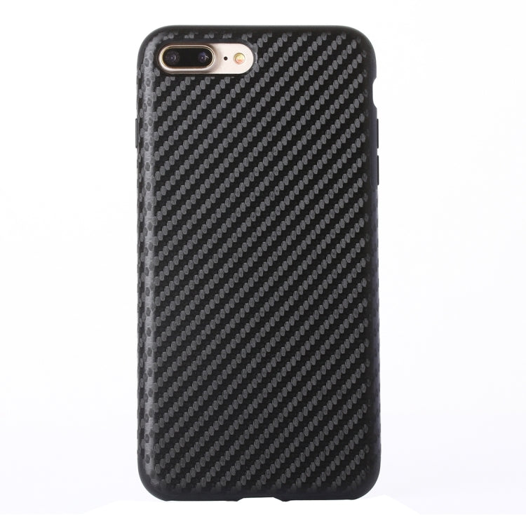 For iPhone 8 Plus & 7 Plus   Artistic Carbon Fibre Texture Soft TPU Protective Back Case