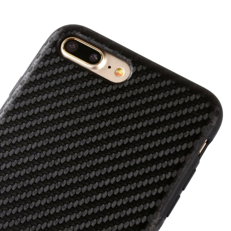 For iPhone 8 Plus & 7 Plus   Artistic Carbon Fibre Texture Soft TPU Protective Back Case
