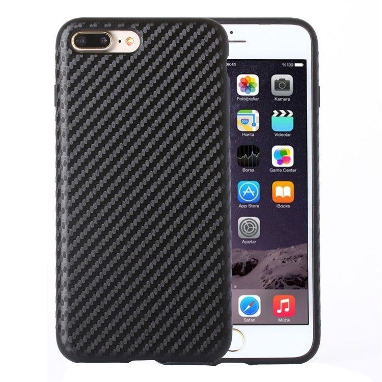 For iPhone 8 Plus & 7 Plus   Artistic Carbon Fibre Texture Soft TPU Protective Back Case