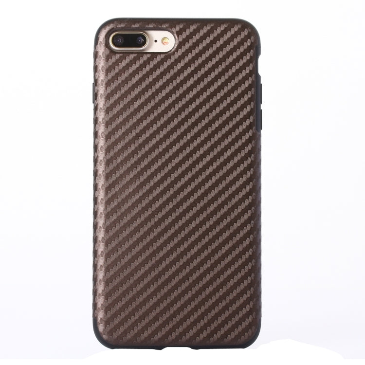 For iPhone 8 Plus & 7 Plus   Artistic Carbon Fibre Texture Soft TPU Protective Back Case