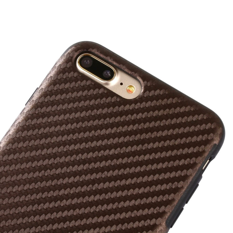 For iPhone 8 Plus & 7 Plus   Artistic Carbon Fibre Texture Soft TPU Protective Back Case