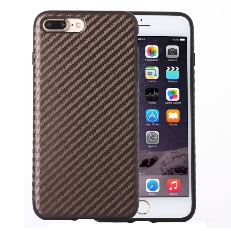 For iPhone 8 Plus & 7 Plus   Artistic Carbon Fibre Texture Soft TPU Protective Back Case