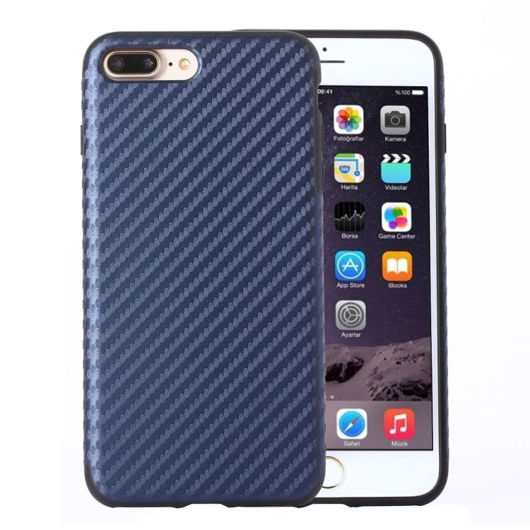 For iPhone 8 Plus & 7 Plus   Artistic Carbon Fibre Texture Soft TPU Protective Back Case