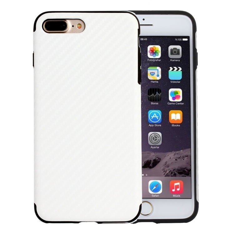For iPhone 8 Plus & 7 Plus   Artistic Carbon Fibre Texture Soft TPU Protective Back Case