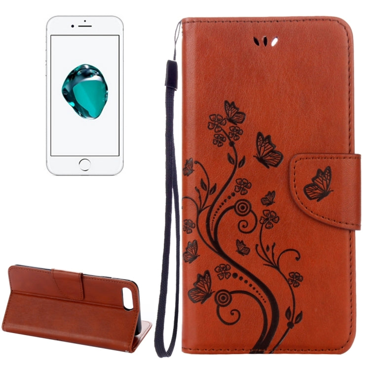 For iPhone 8 Plus & 7 Plus   Flowers Embossing Horizontal Flip Leather Case with Holder & Card Slots & Wallet & Lanyard