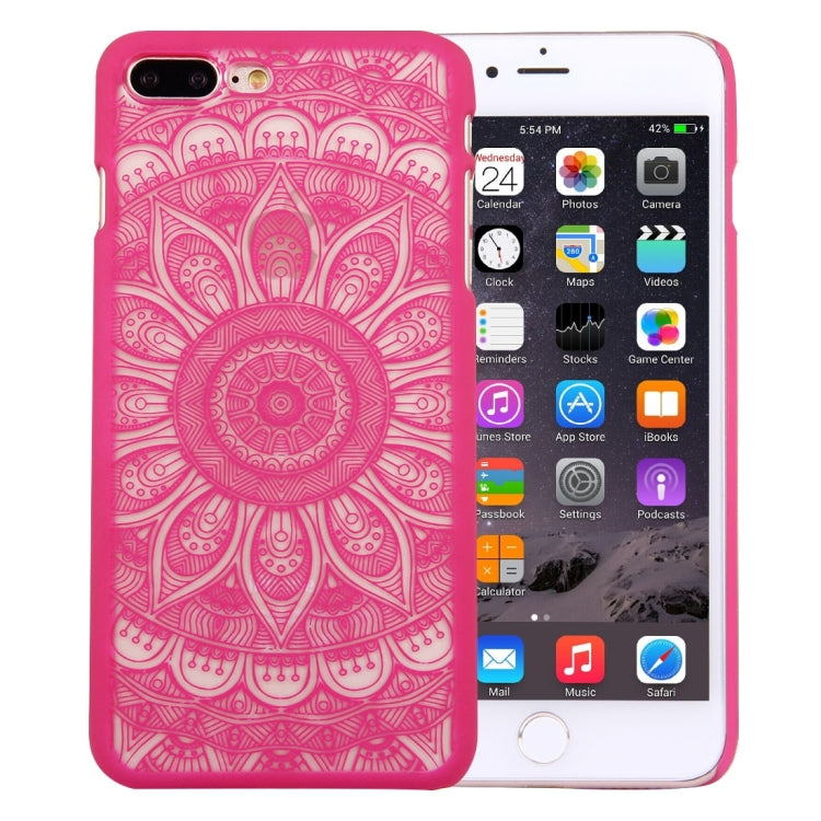 For iPhone 8 Plus & 7 Plus   Embossed Lotus Pattern Plastic Protective Back Cover Case