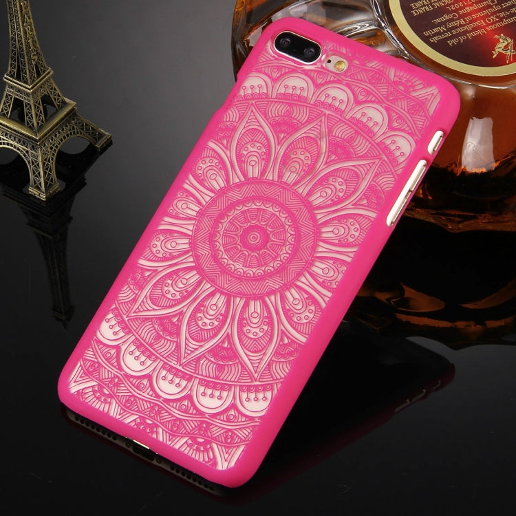 For iPhone 8 Plus & 7 Plus   Embossed Lotus Pattern Plastic Protective Back Cover Case