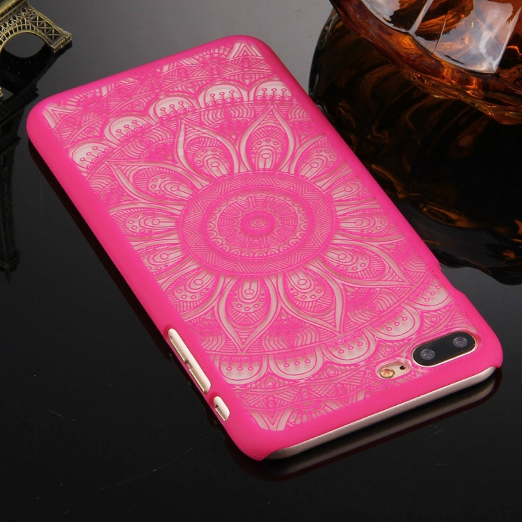 For iPhone 8 Plus & 7 Plus   Embossed Lotus Pattern Plastic Protective Back Cover Case