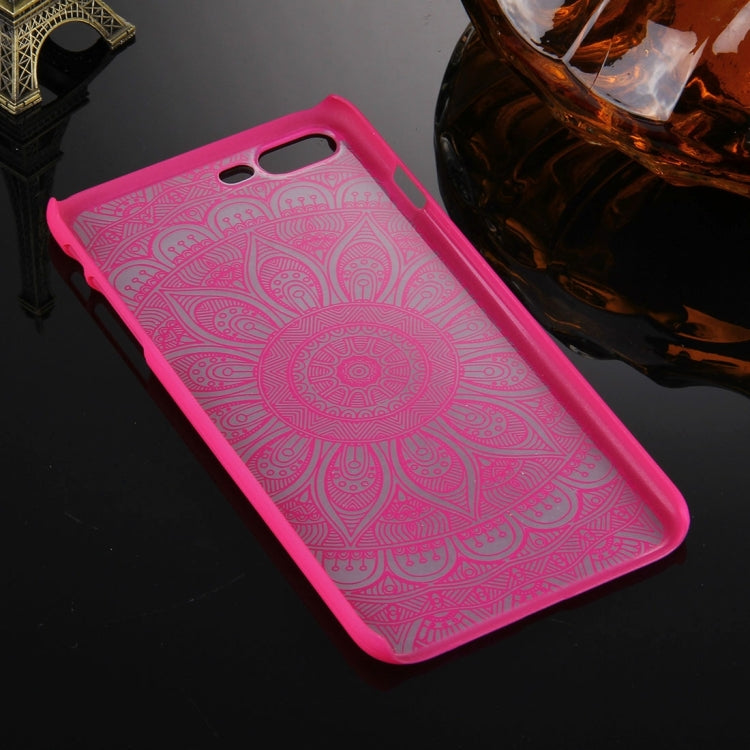 For iPhone 8 Plus & 7 Plus   Embossed Lotus Pattern Plastic Protective Back Cover Case