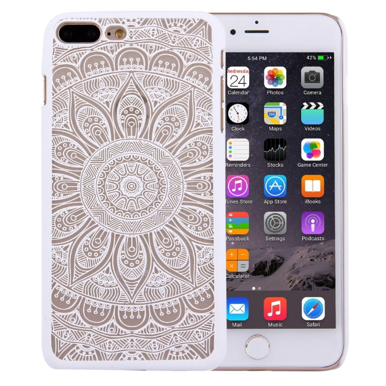 For iPhone 8 Plus & 7 Plus   Embossed Lotus Pattern Plastic Protective Back Cover Case