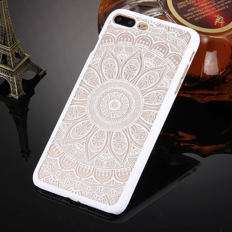 For iPhone 8 Plus & 7 Plus   Embossed Lotus Pattern Plastic Protective Back Cover Case