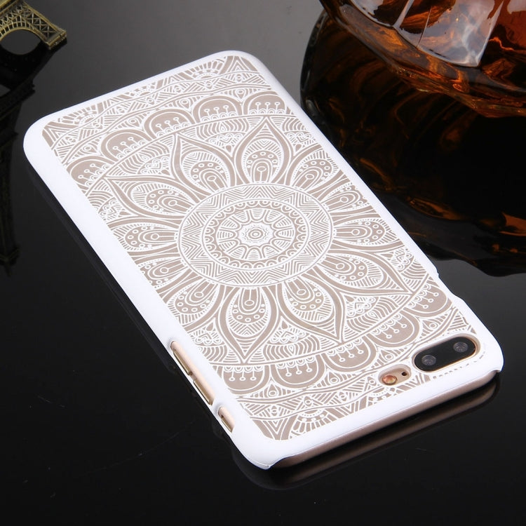 For iPhone 8 Plus & 7 Plus   Embossed Lotus Pattern Plastic Protective Back Cover Case