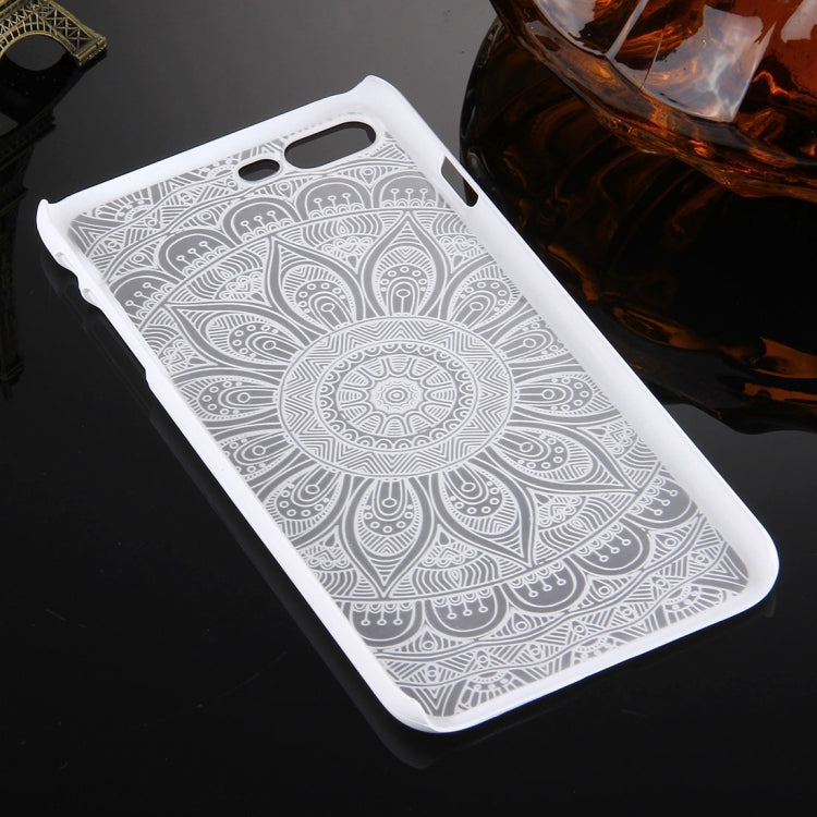 For iPhone 8 Plus & 7 Plus   Embossed Lotus Pattern Plastic Protective Back Cover Case