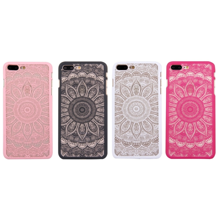 For iPhone 8 Plus & 7 Plus   Embossed Lotus Pattern Plastic Protective Back Cover Case