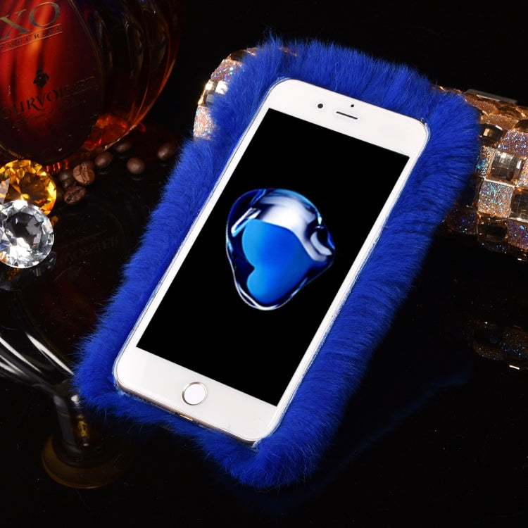 For iPhone 8 Plus & 7 Plus   Genuine Rabbit Hair Diamond Encrusted Thickened PC Protective Case
