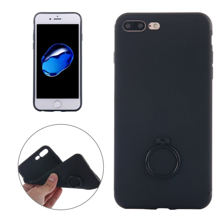 For iPhone 8 Plus & 7 Plus   Ultra Thin Soft TPU Protective Back Cover Case with Ring Holder Stand