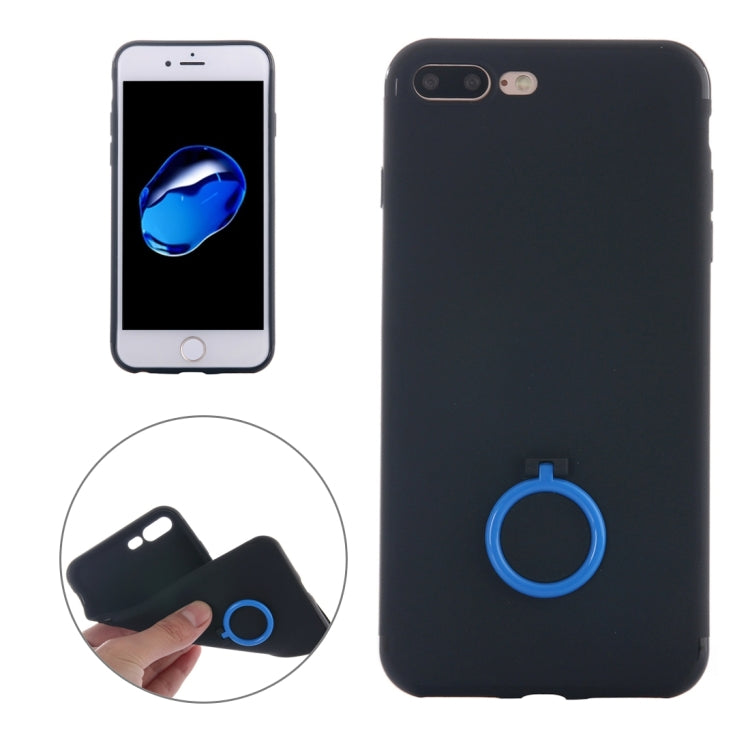 For iPhone 8 Plus & 7 Plus   Ultra Thin Soft TPU Protective Back Cover Case with Ring Holder Stand