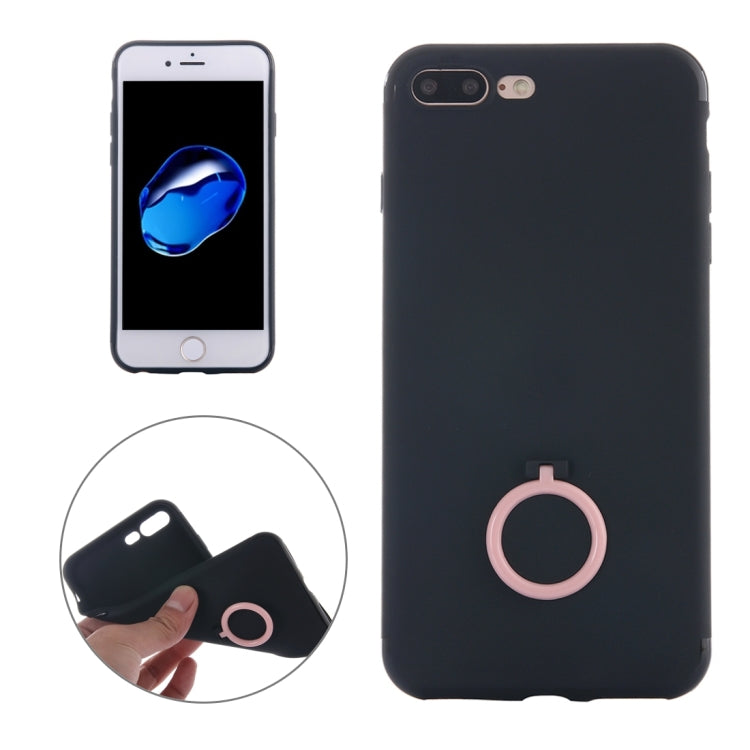 For iPhone 8 Plus & 7 Plus   Ultra Thin Soft TPU Protective Back Cover Case with Ring Holder Stand
