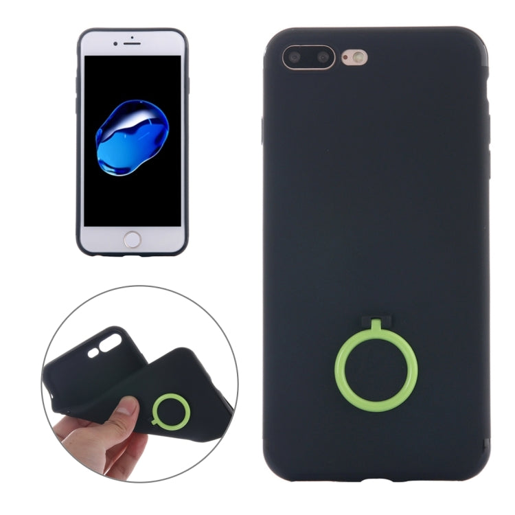 For iPhone 8 Plus & 7 Plus   Ultra Thin Soft TPU Protective Back Cover Case with Ring Holder Stand