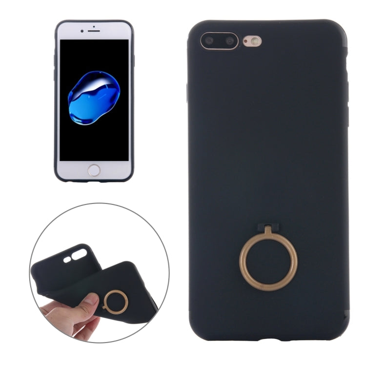 For iPhone 8 Plus & 7 Plus   Ultra Thin Soft TPU Protective Back Cover Case with Ring Holder Stand