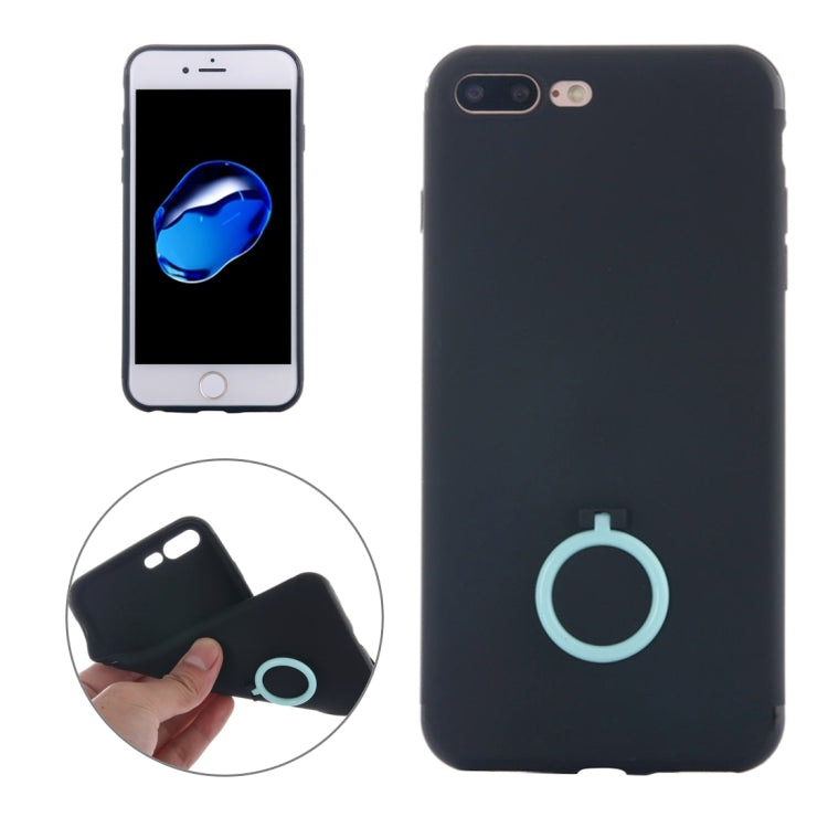 For iPhone 8 Plus & 7 Plus   Ultra Thin Soft TPU Protective Back Cover Case with Ring Holder Stand