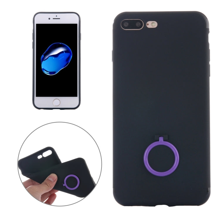 For iPhone 8 Plus & 7 Plus   Ultra Thin Soft TPU Protective Back Cover Case with Ring Holder Stand