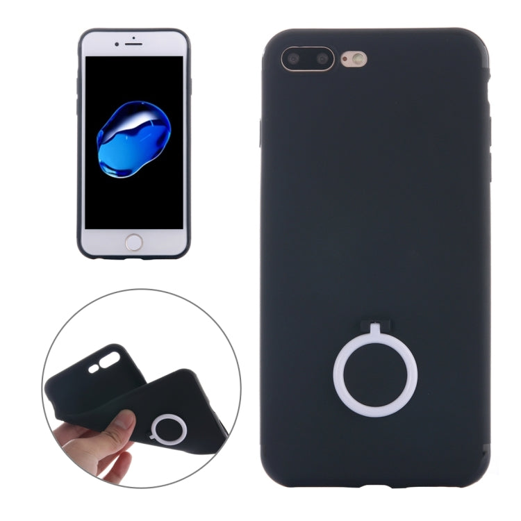 For iPhone 8 Plus & 7 Plus   Ultra Thin Soft TPU Protective Back Cover Case with Ring Holder Stand
