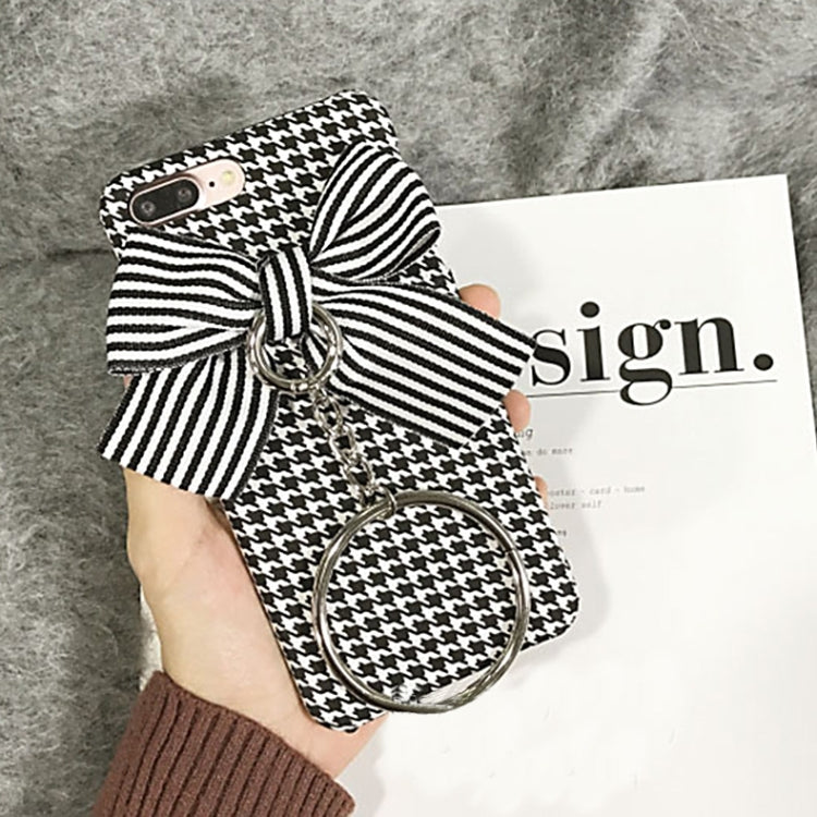 For iPhone 8 Plus & 7 Plus   Swallow Gird Pendant 3D Bowknot Protective Back Cover Case with Grand Circle Pandent
