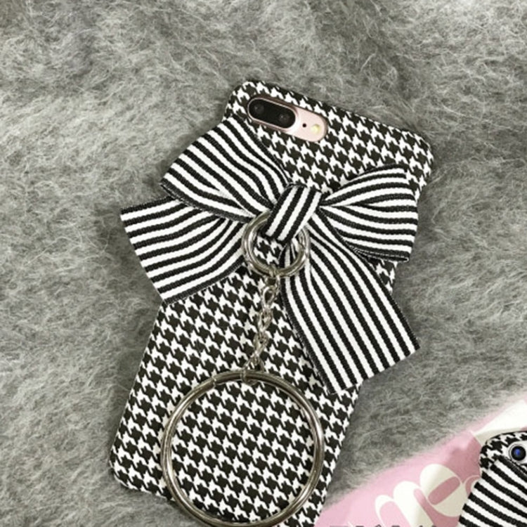 For iPhone 8 Plus & 7 Plus   Swallow Gird Pendant 3D Bowknot Protective Back Cover Case with Grand Circle Pandent