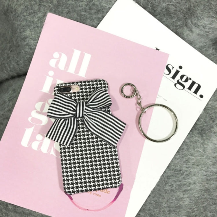For iPhone 8 Plus & 7 Plus   Swallow Gird Pendant 3D Bowknot Protective Back Cover Case with Grand Circle Pandent