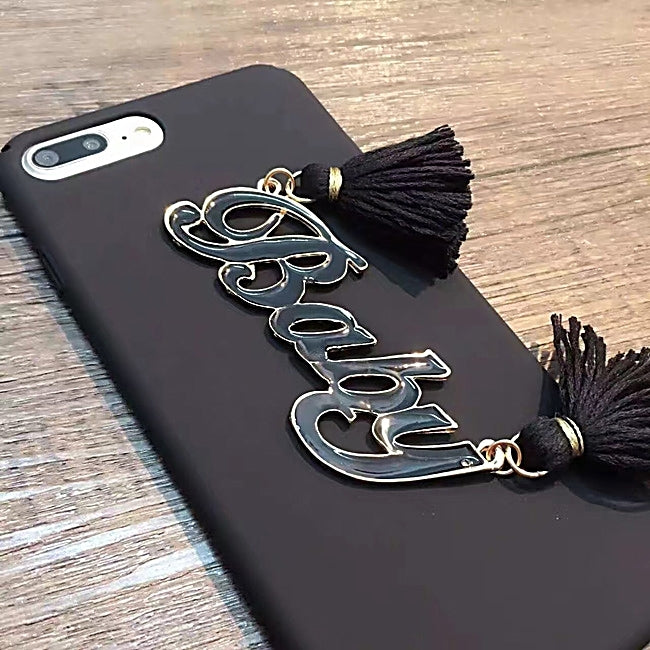 For iPhone 8 Plus & 7 Plus   3D Baby Pattern Full Coverage Frosted Hard Protective Back Cover Case with Tassels Pandent (Black)