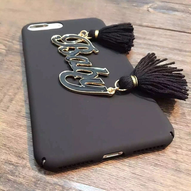 For iPhone 8 Plus & 7 Plus   3D Baby Pattern Full Coverage Frosted Hard Protective Back Cover Case with Tassels Pandent (Black)