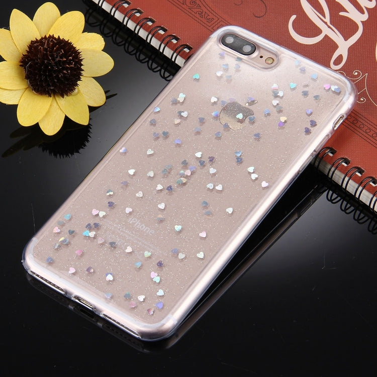 For iPhone 8 Plus & 7 Plus   Glitter Powder Transparent Soft TPU Protective Back Cover Case