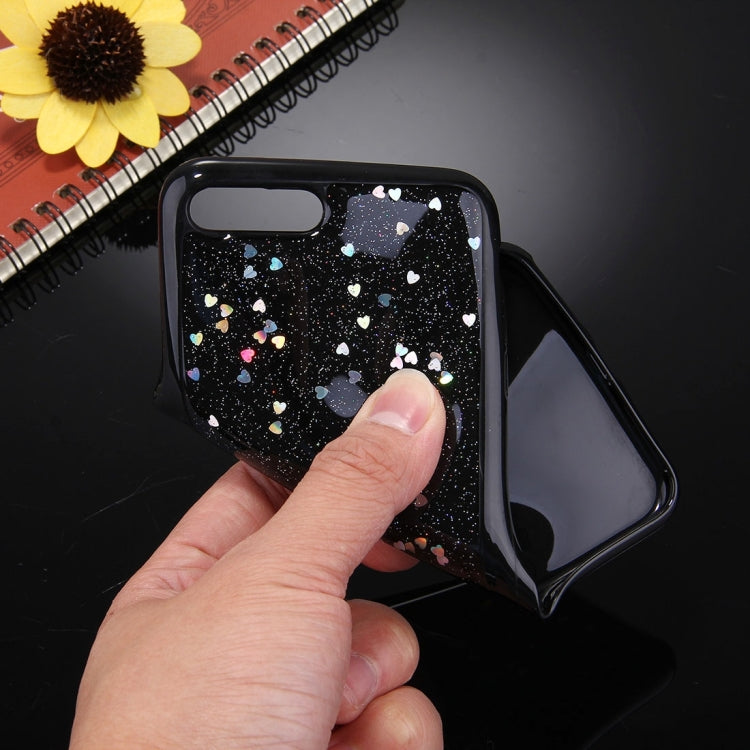 For iPhone 8 Plus & 7 Plus   Black Background Glitter Powder Soft TPU Protective Back Cover Case