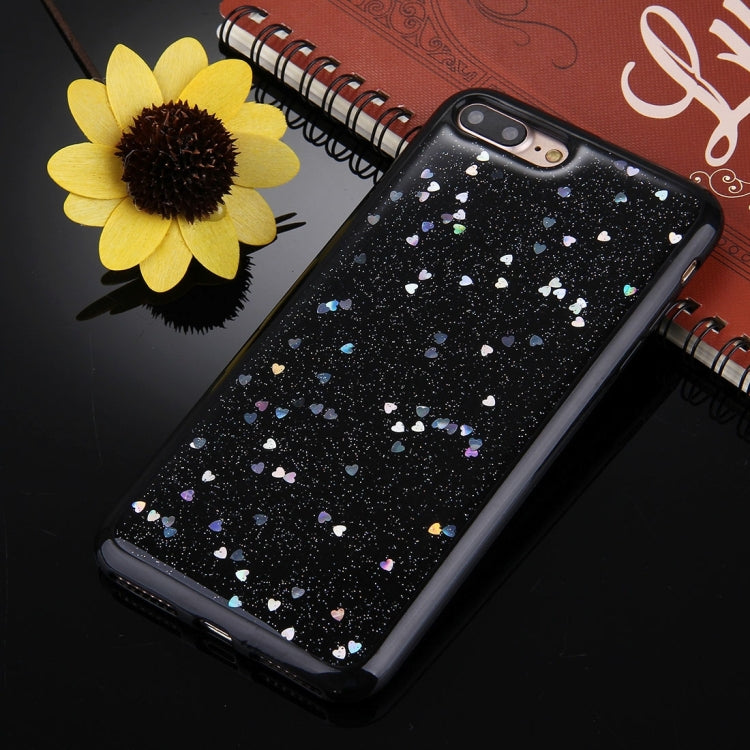 For iPhone 8 Plus & 7 Plus   Black Background Glitter Powder Soft TPU Protective Back Cover Case