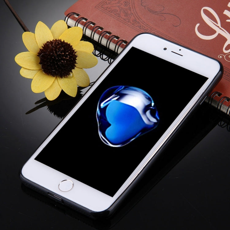 For iPhone 8 Plus & 7 Plus   Black Background Glitter Powder Heart Pattern TPU Bumper Frame Protective Hard Back Cover Case